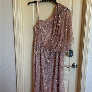 Adrianna Papell Blush Beaded Gown
